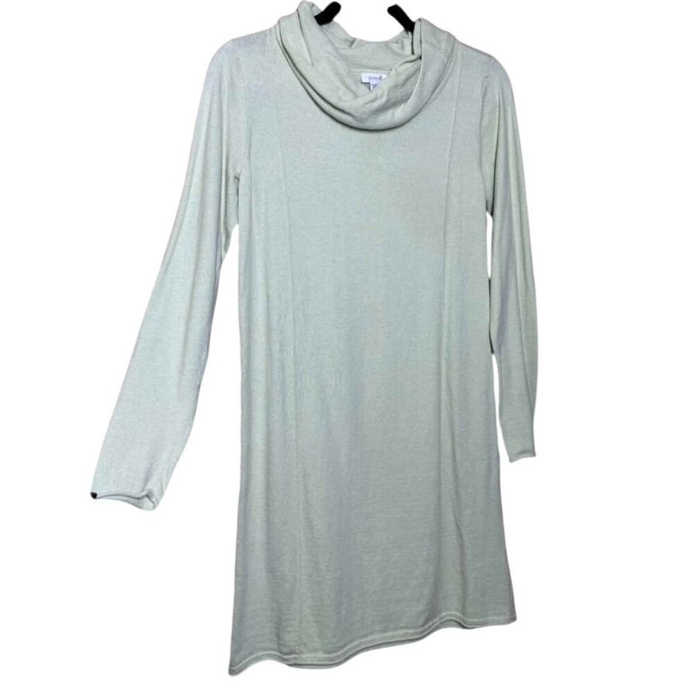 PURE JILL BY J.JILL COTTON CASHMERE TUNIC SWEATER DRESS COWL NECK LT GREEN SZ XS